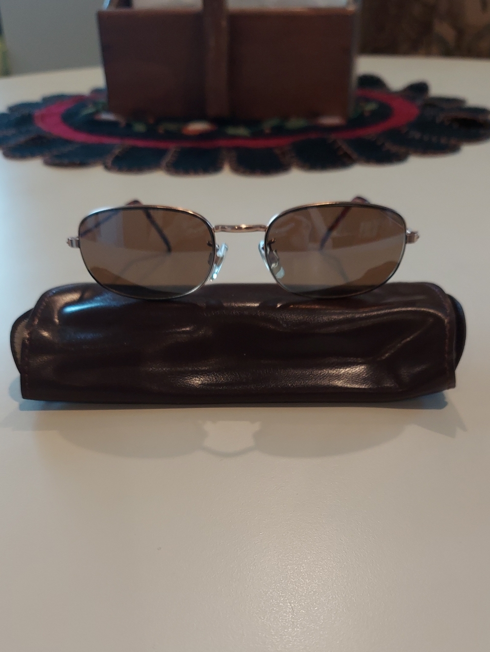 Men's Oval Brown Lens Sunglasses with Gold Frame